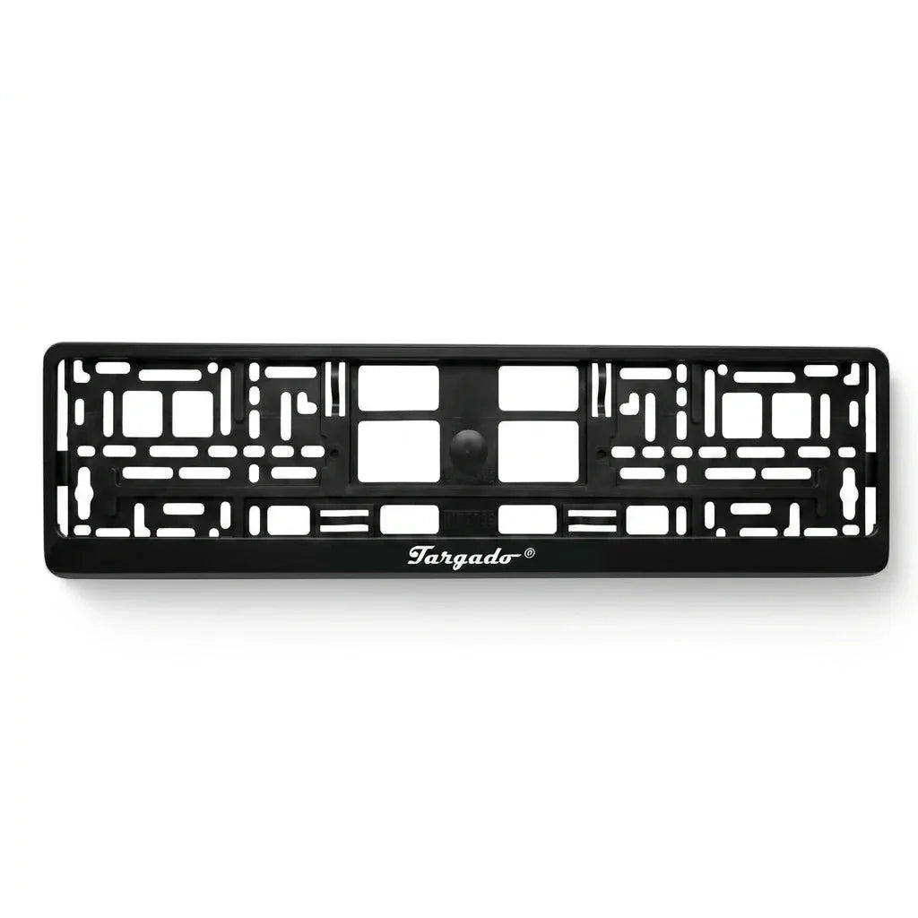 Black Targado Srl Model Mamba license plate holder with white logo