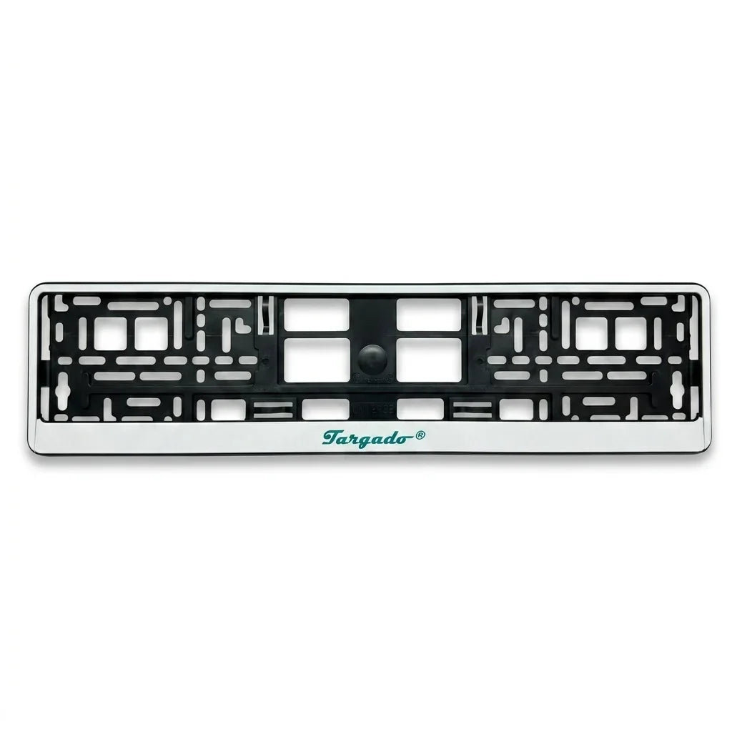 Targado Srl Model Snowflake license plate holder with green logo and black frame